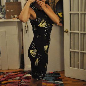 Stretchy sheath dress, yellow/black, size 4